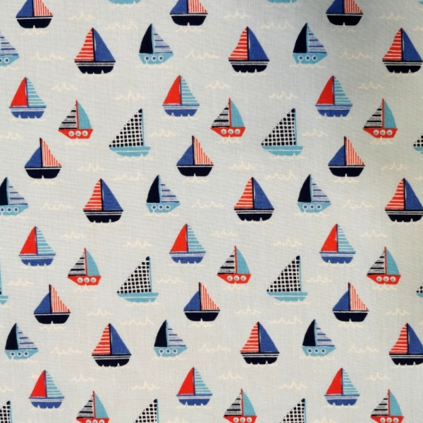 Sailboat Polycotton - SKY BLUE